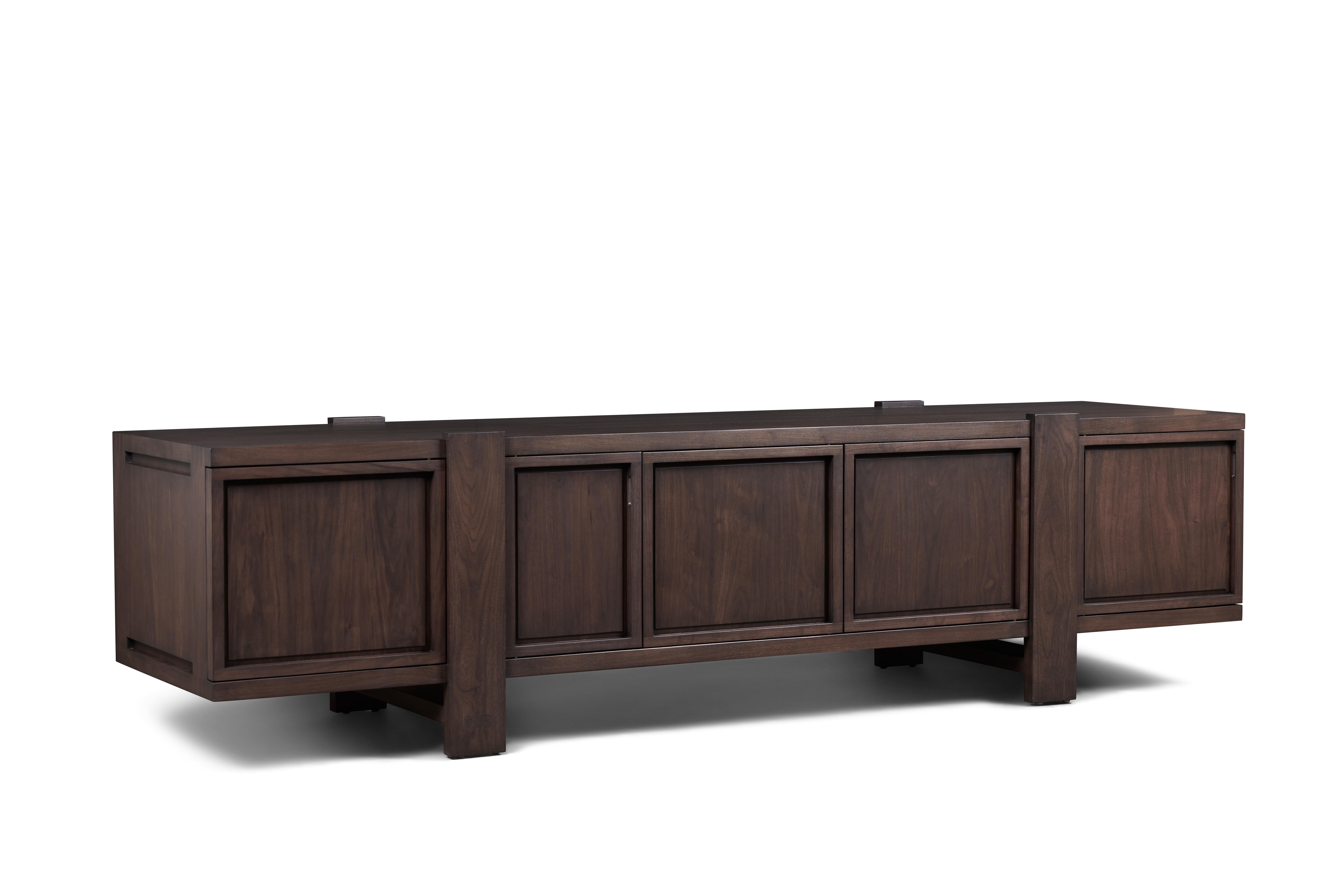 Our artisan-made Lake Credenza is an extra-wide storage piece with a lower overall height, making it ideally suited for use as a credenza or media cabinet. 

Designs are inspired by iconic mid-century French pieces, with a distinctly California