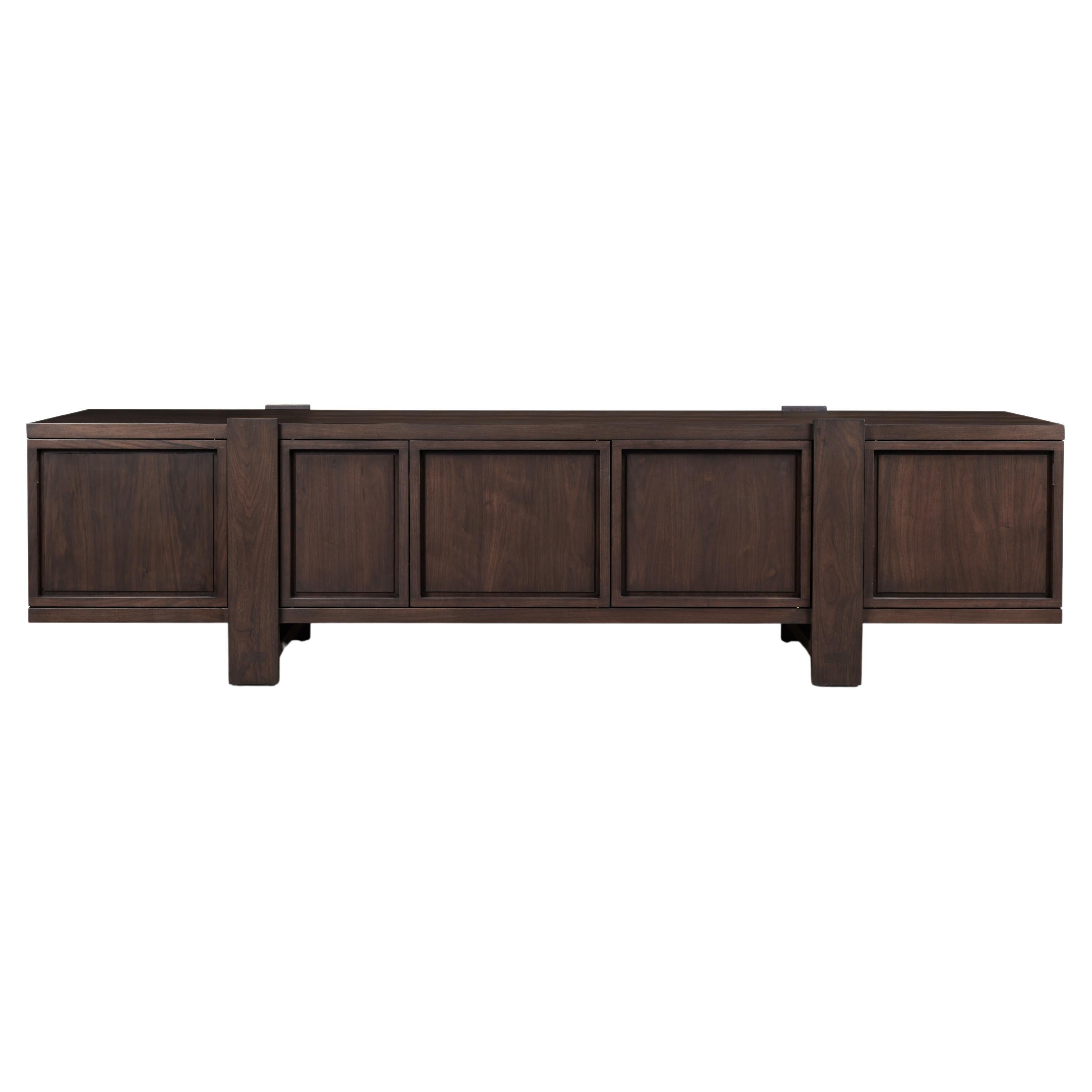 Lake Credenza in Dark Walnut, with Interior Drawers, by August Abode