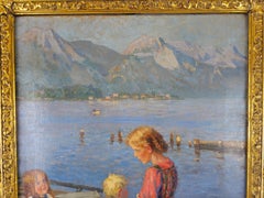 Lake Scene with Children in a Boat by Wilhelm Balmer (1865–1922)