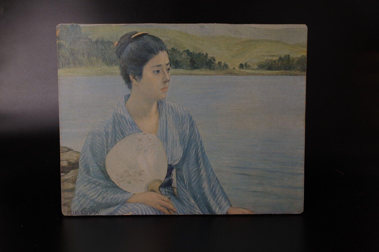 Lake Side: Copy of Kuroda Seiko's Painting, Painting, Oil on Canvas For Sale 3
