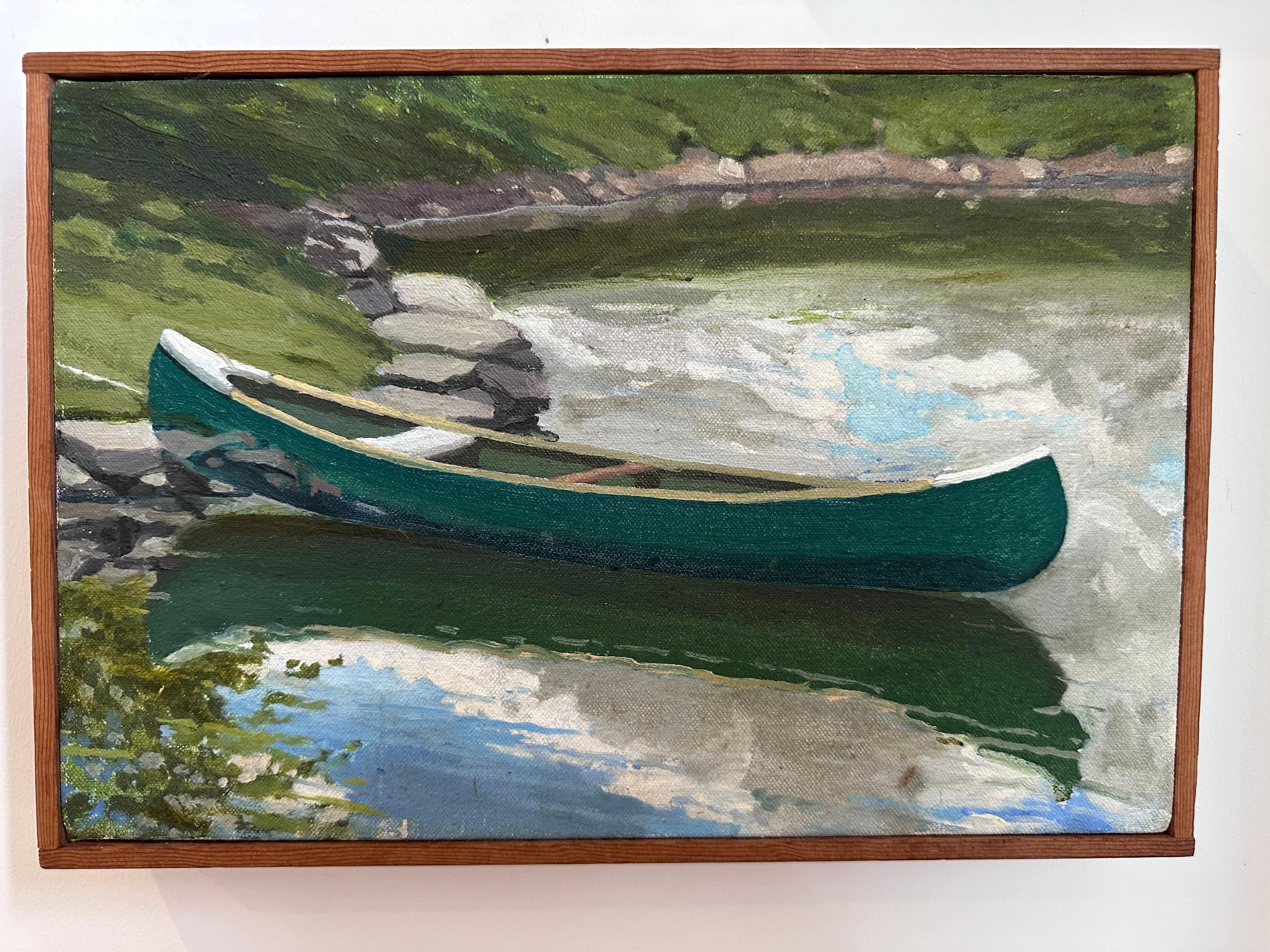 See mit Kanu Landschaft Originalgemälde Unbekannter Künstler im Zustand „Gut“ im Angebot in Baton Rouge, LA