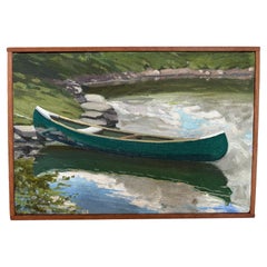 See mit Kanu Landschaft Originalgemälde Unbekannter Künstler