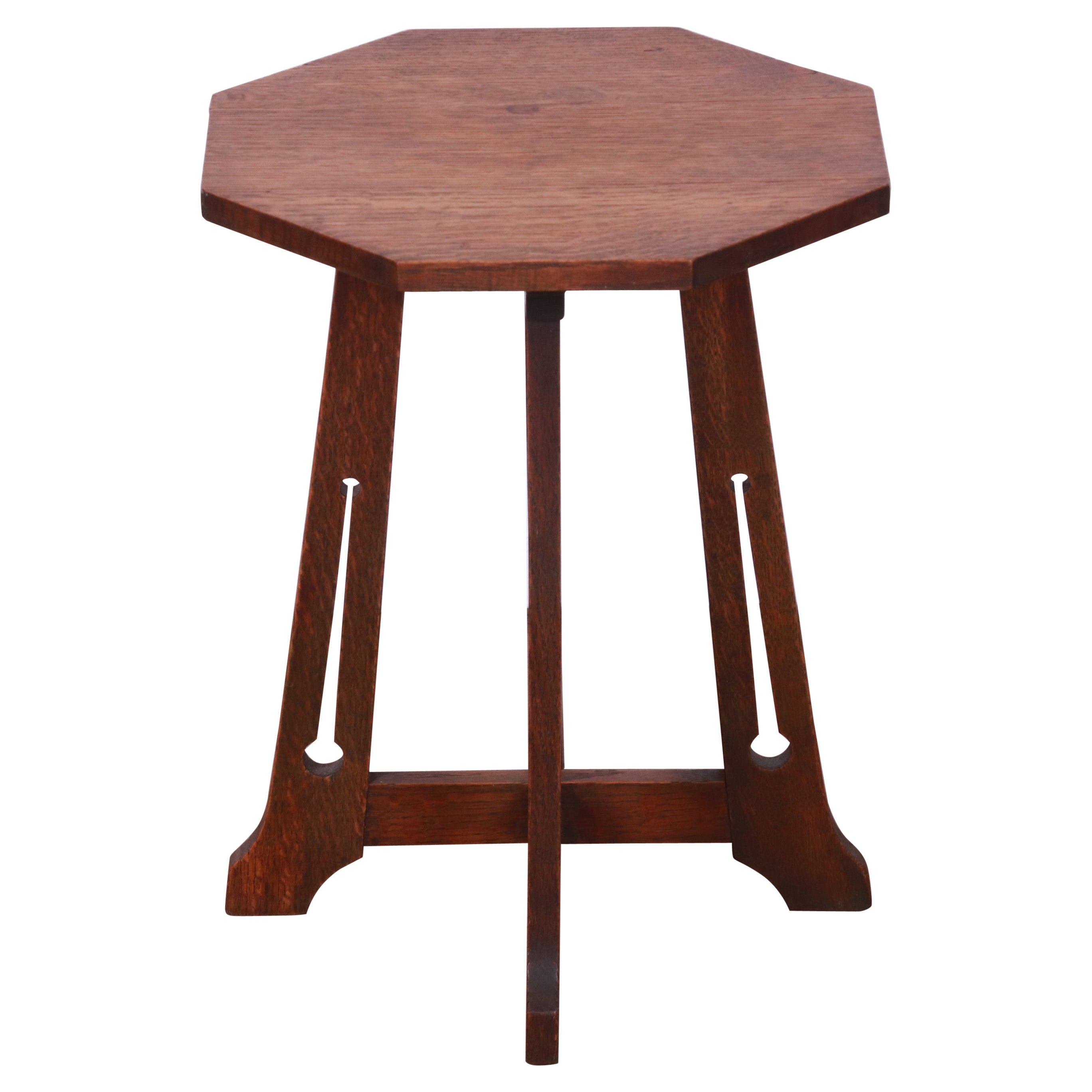 Lakeside Craft Shops Arts & Crafts Mission Oak Octagonal Side Table, Circa 1900