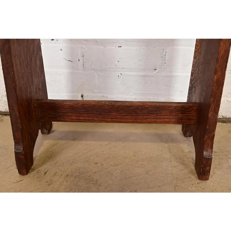 Leather Lakeside Craft Shops Mission Oak Arts & Crafts Footstool, Circa 1900 For Sale