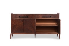Lakeside Credenza, Handcrafted Solid Wood and Brass Cabinet by Hamilton Holmes