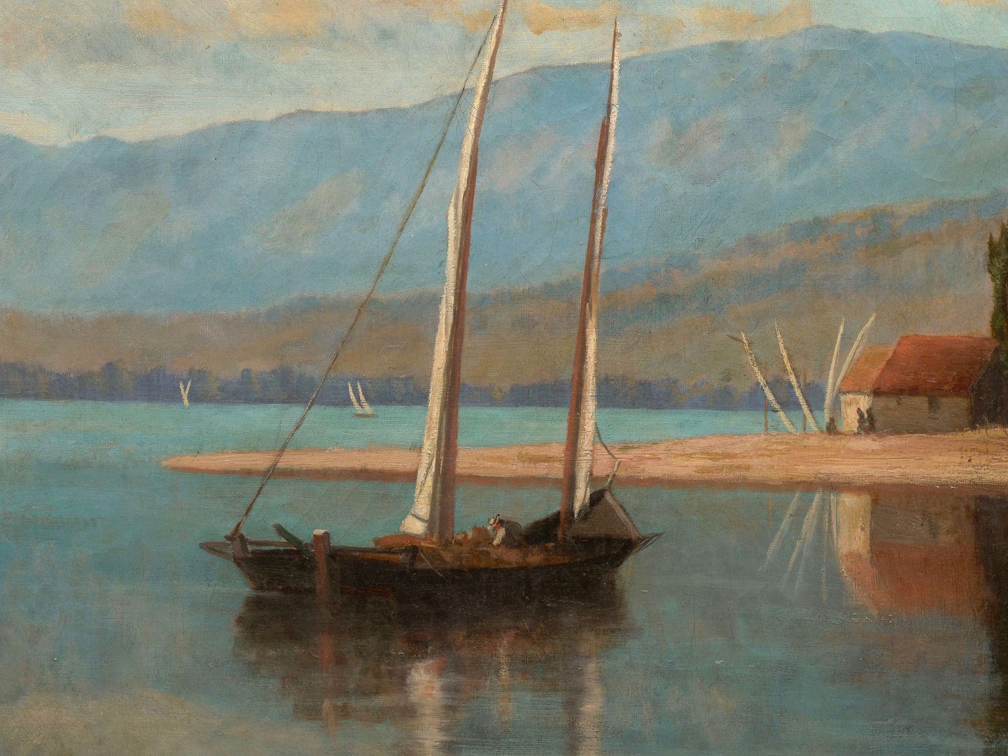 19th Century “Lakeview” '1868' American Landscape Painting by Frank Henry Shapleigh For Sale
