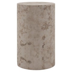 Table d'appoint Lakey, marbre Crema, socle en marbre