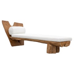 Indoor - Outdoor Organic Shaped Lakkar Wood Chaise /  Daybed by CEU Studio