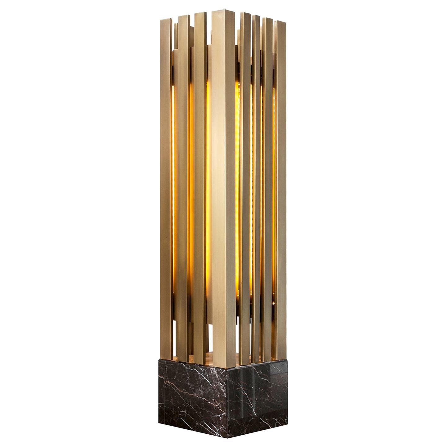Lakmos Contemporary Handcrafted Table Lamp in Brass and Marble For Sale