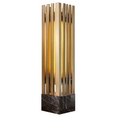 Lakmos Contemporary Handcrafted Table Lamp in Brass and Marble