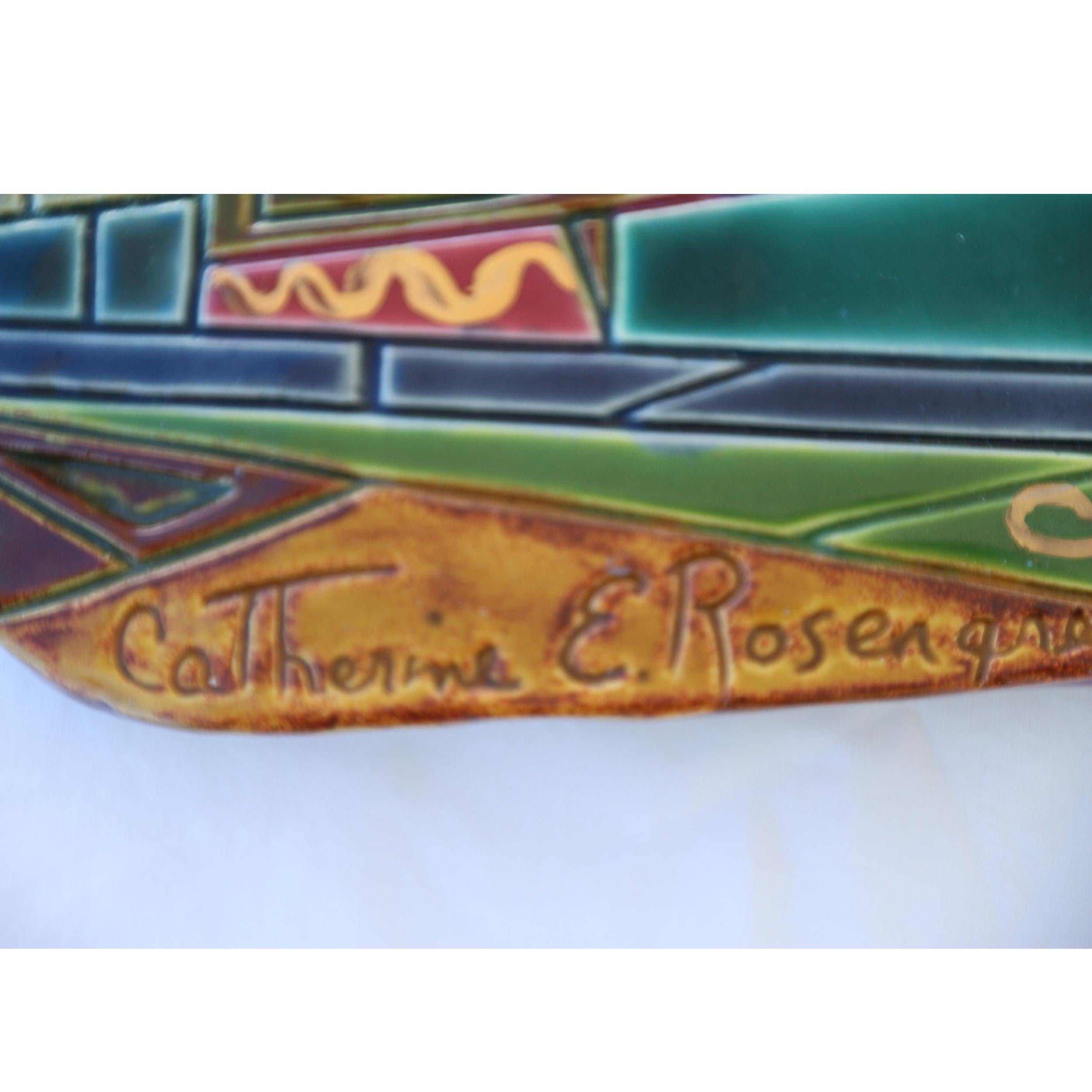 American Lakota hand painted tile studio plate For Sale