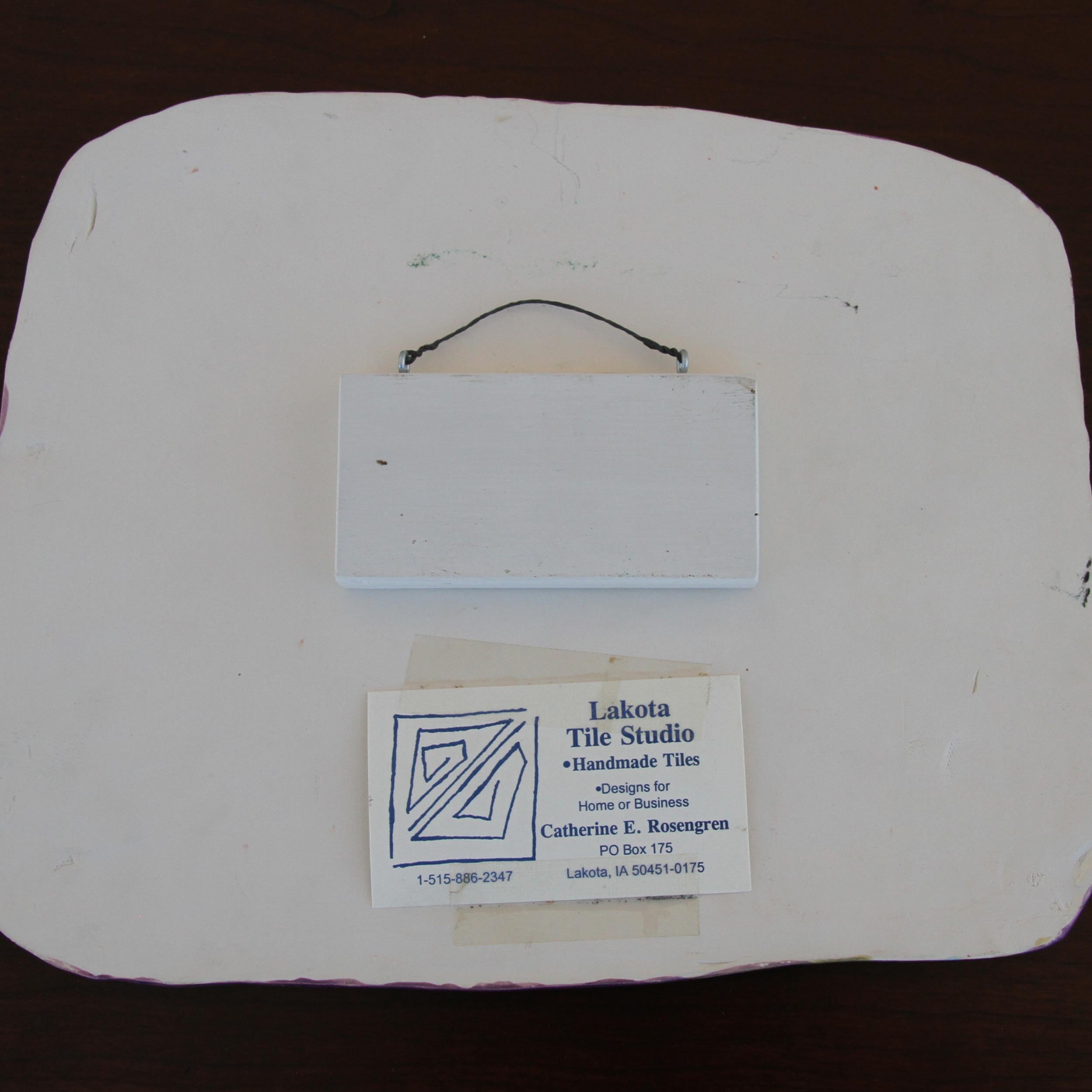 20th Century Lakota hand painted tile studio plate For Sale