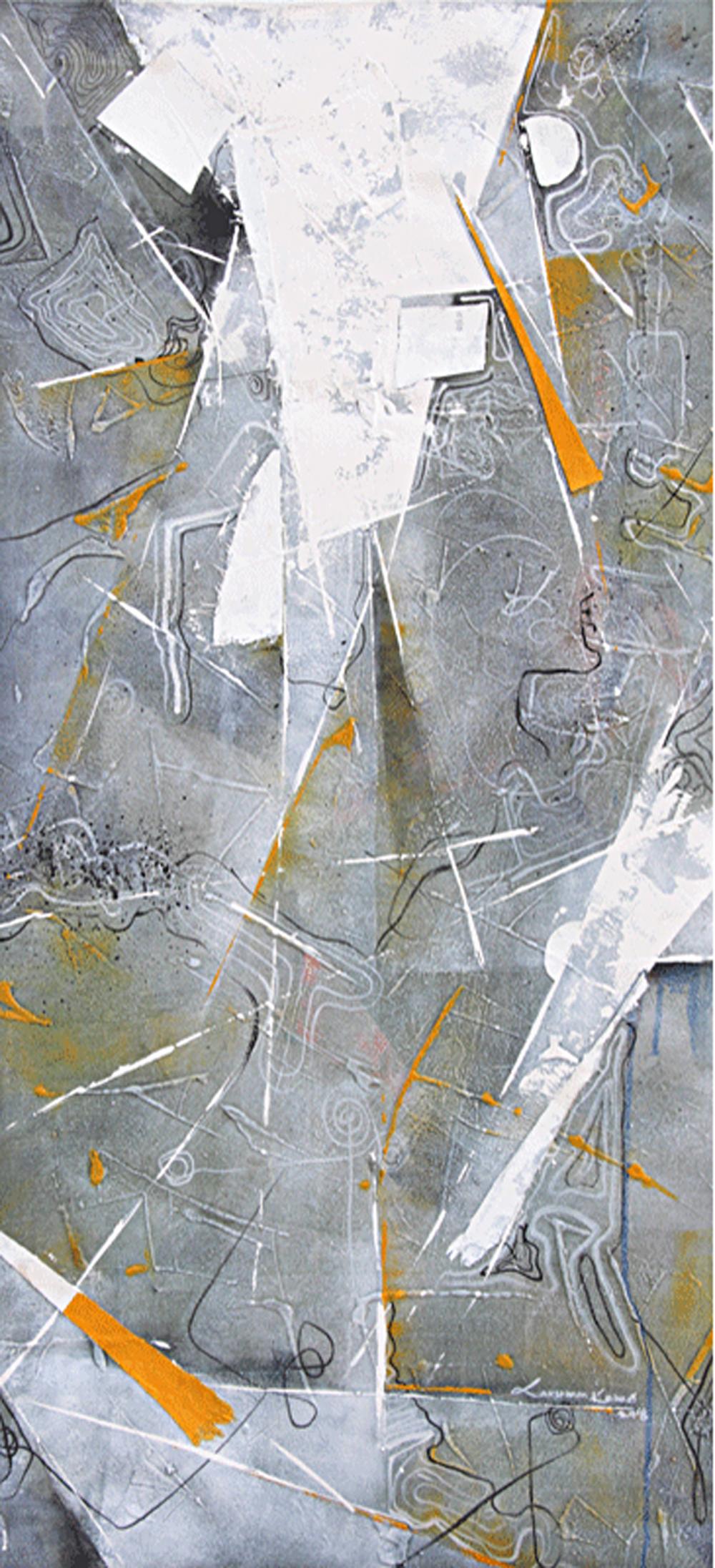 Lakshman Kabadi Abstract Painting - Grey Contact