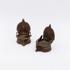 "Lakshmi" Pair of Oil Lamps in Bronze - India