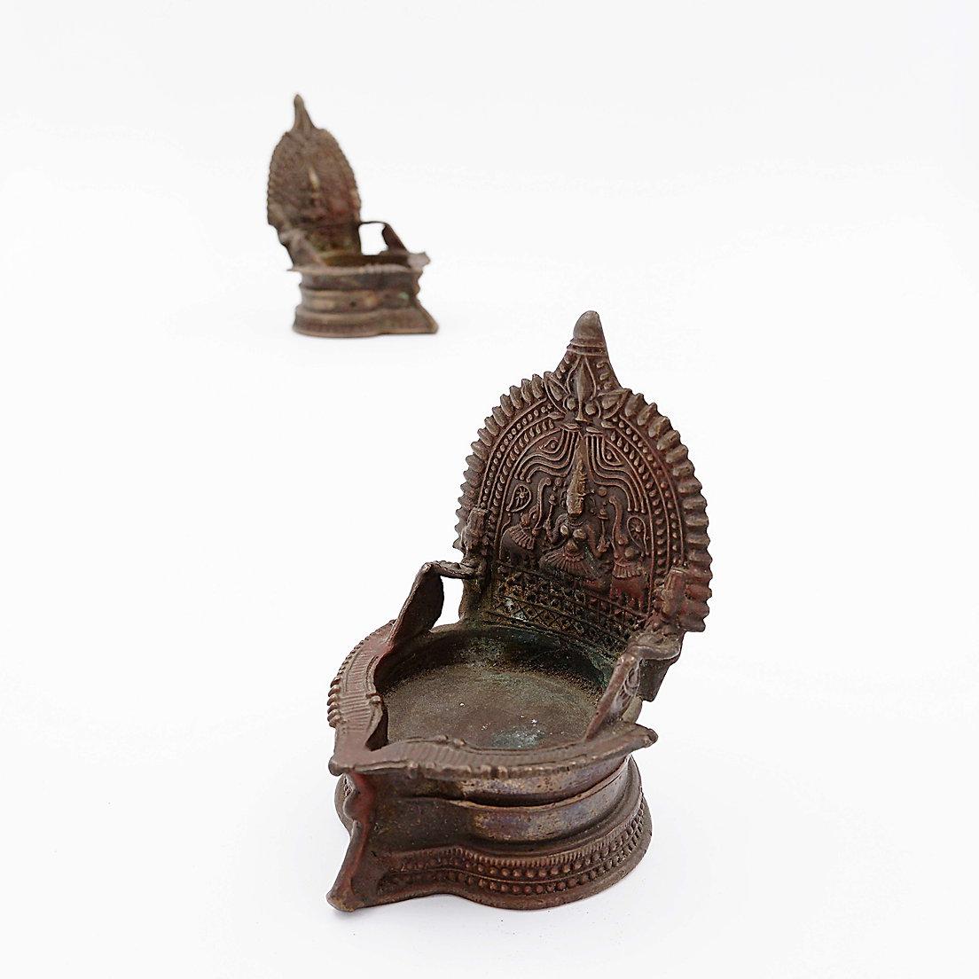 Paire de lampes à huile en bronze 