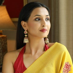 Lal pari jhumkas with rubies, pearls and polki by Vintage intention
