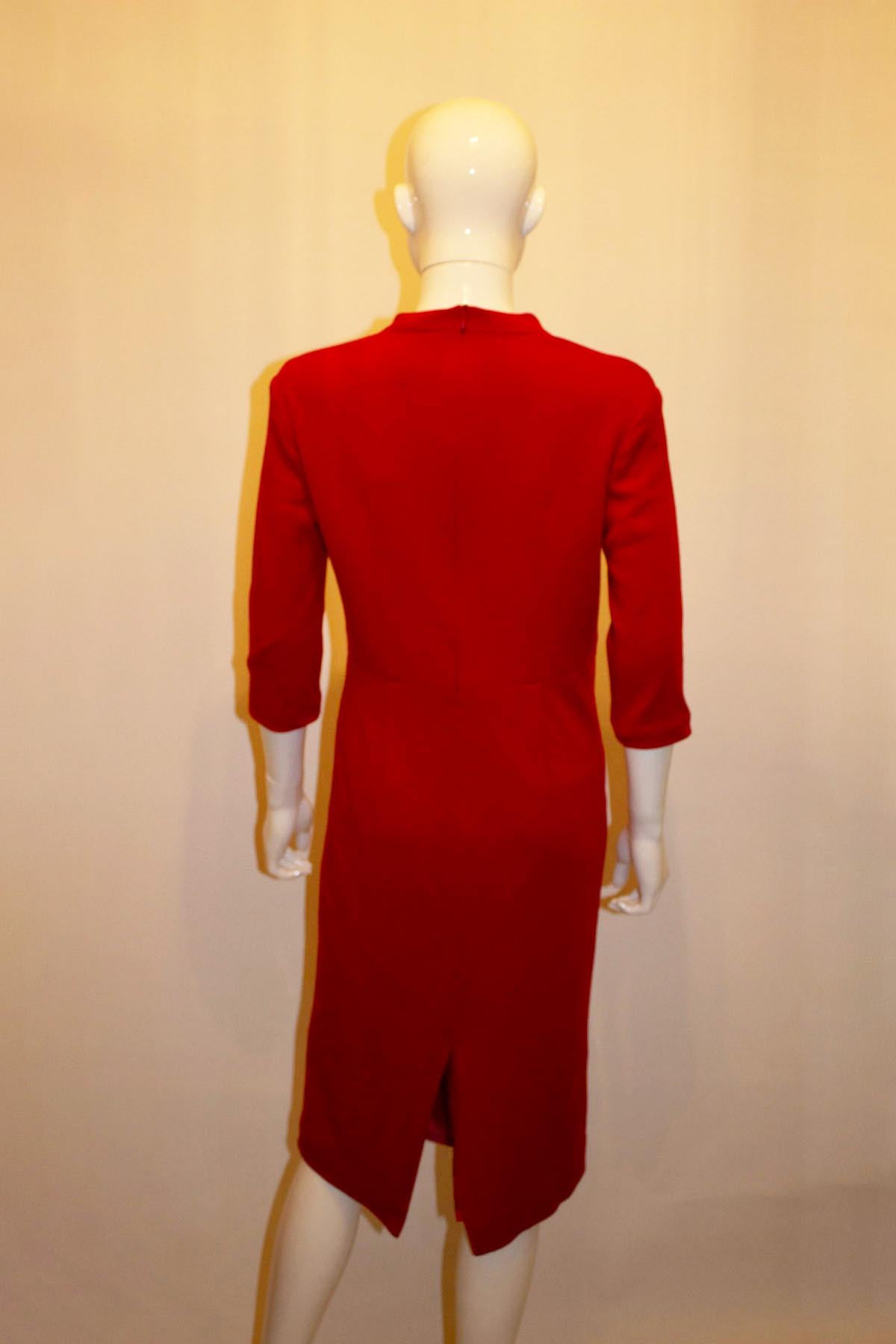 Lalage Baeumont Red Wool Jersey Dress In Good Condition For Sale In London, GB