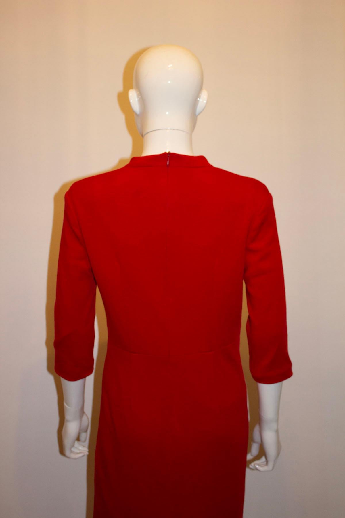 Women's Lalage Baeumont Red Wool Jersey Dress For Sale