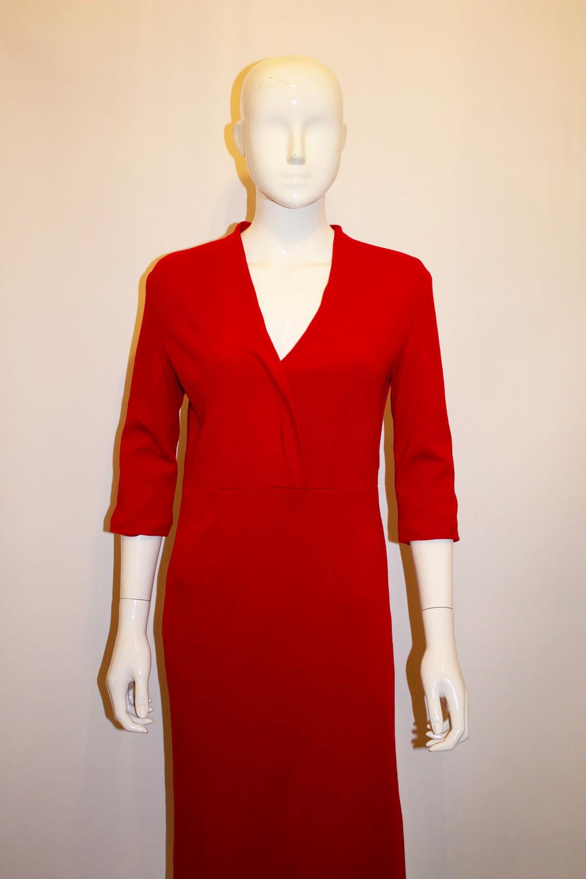 Lalage Baeumont Red Wool Jersey Dress For Sale 2
