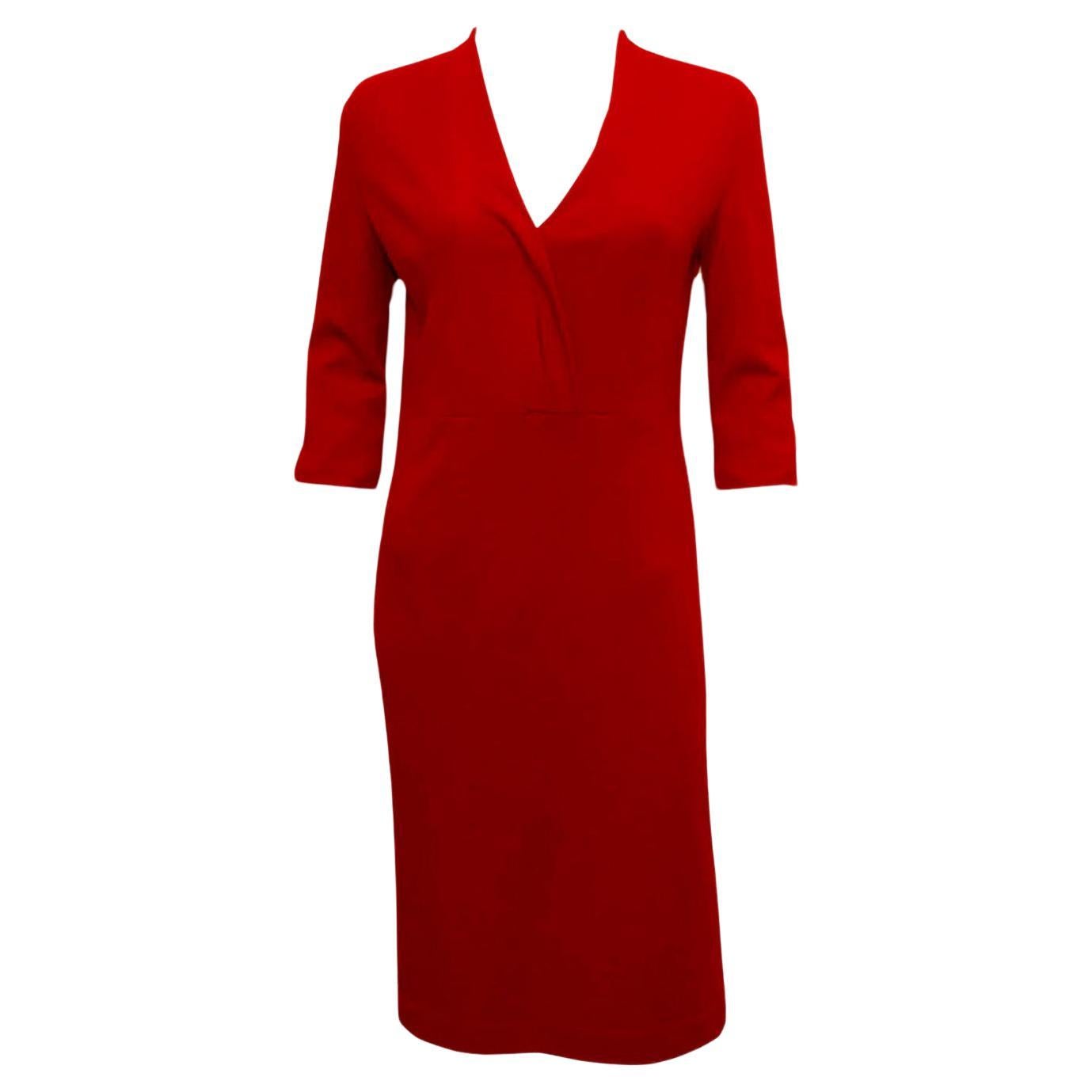 Lalage Baeumont Red Wool Jersey Dress For Sale