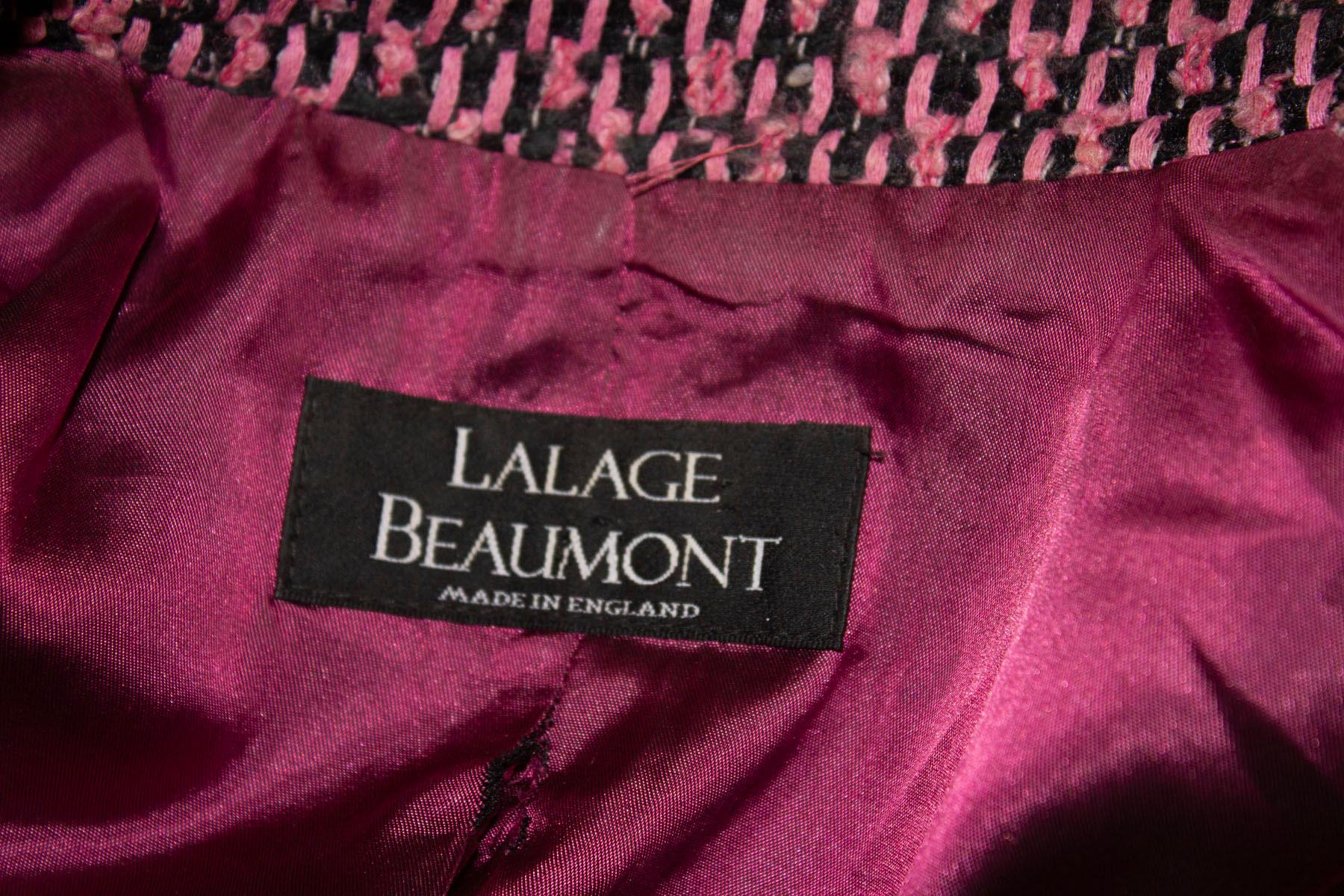Lalage Beaumont Pink and Black Boucle Jacket  For Sale 2