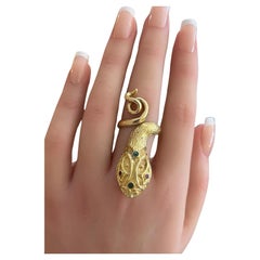 Lalalounis Snake Ring with Ruby and Emeralds in 18k Yellow Gold