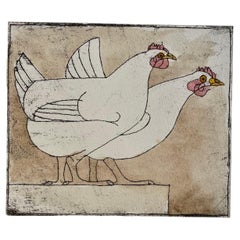 Lalanne (1927-2008) Die Hens, einzigartige inkwashed trial-Radierung