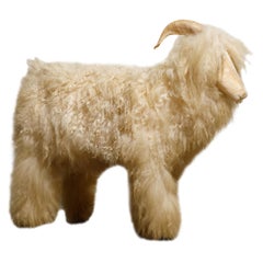 Vintage Shearling Lamb Sculpture or Footstool, circa 1980