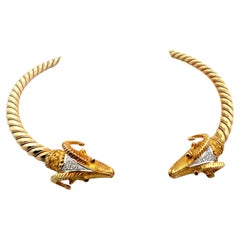 Lalaoonis - Collana girocollo in oro giallo 18K con diamante da 0,30 carati e rubino da 0,04 carati