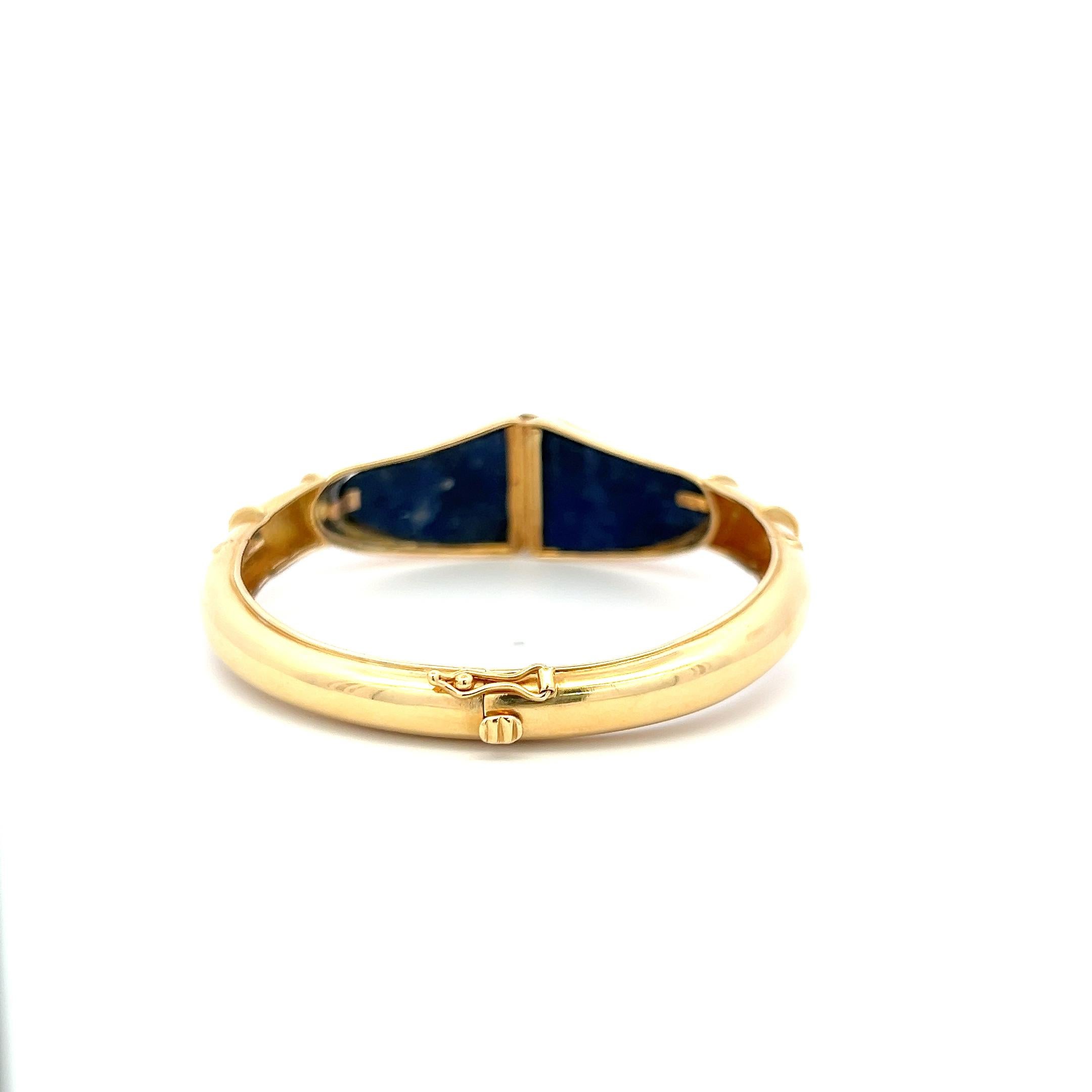 Taille trillion Lalaoonis 22.2-15,60MM Bracelet jonc en or jaune 18 carats et lapis-lazuli en vente