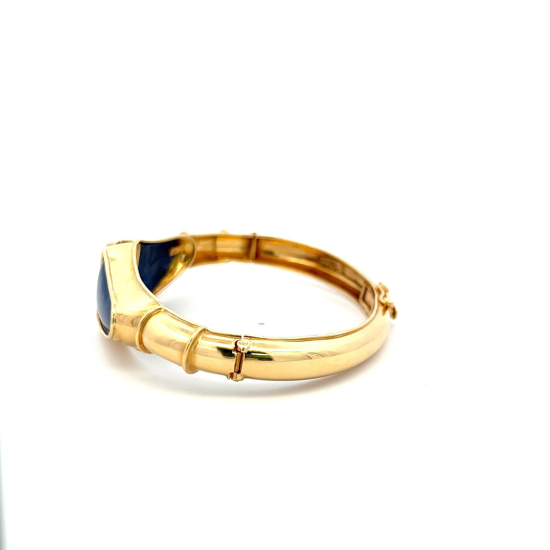 Lalaoonis 22.2-15,60MM Bracelet jonc en or jaune 18 carats et lapis-lazuli Bon état - En vente à New York, NY