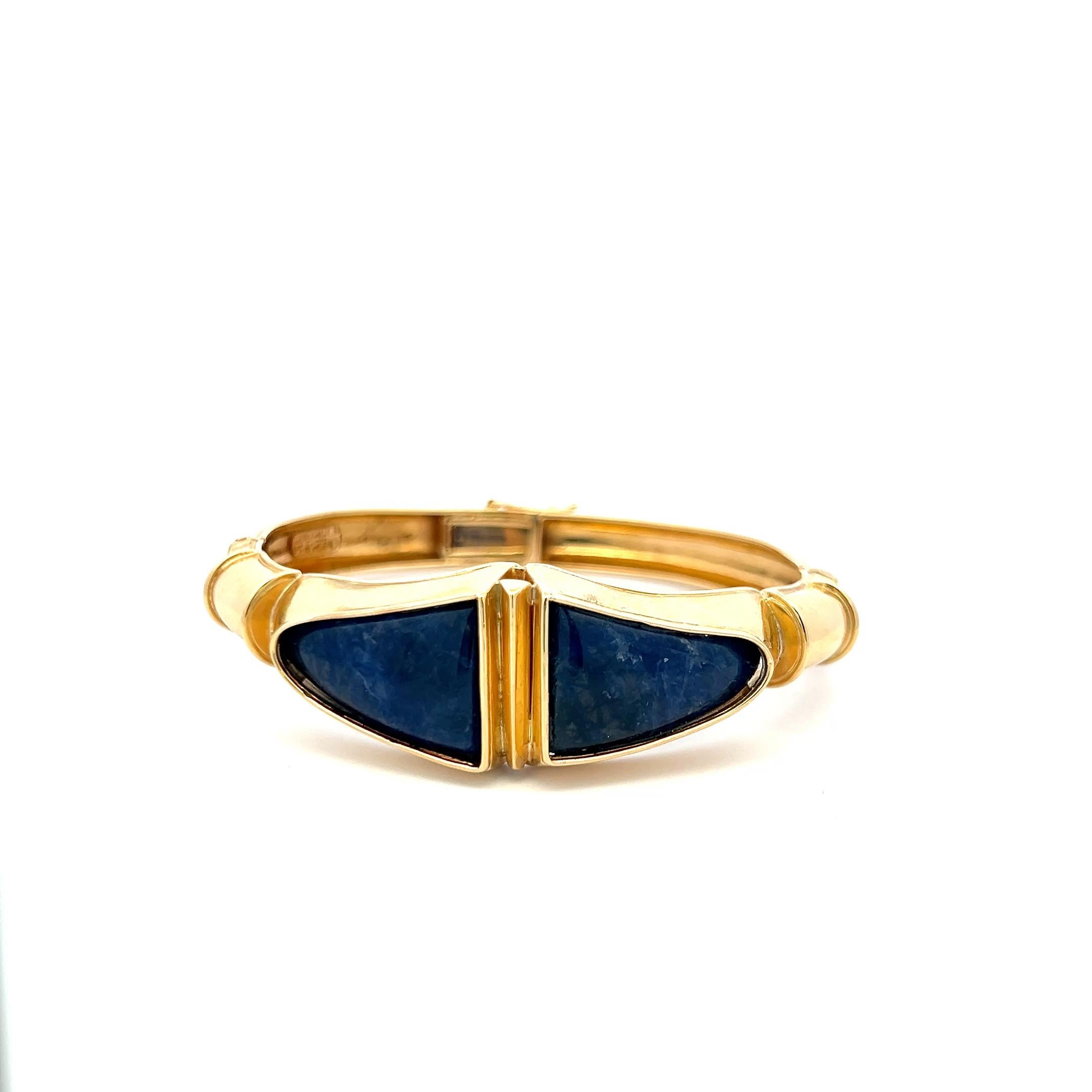 Lalaoonis 22.2-15,60MM Bracelet jonc en or jaune 18 carats et lapis-lazuli Pour femmes en vente