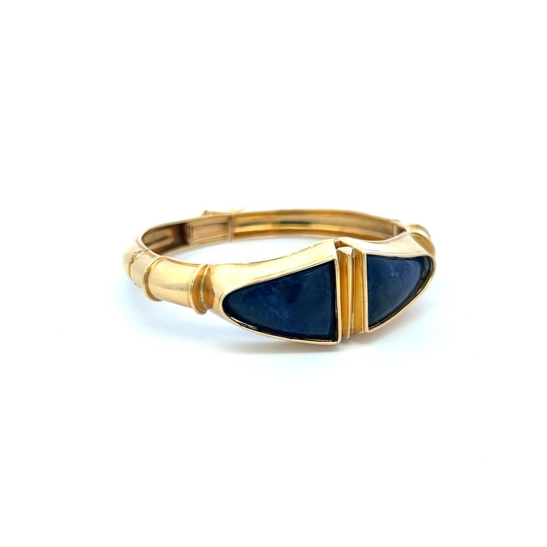Lalaoonis 22.2-15,60MM Bracelet jonc en or jaune 18 carats et lapis-lazuli en vente 1
