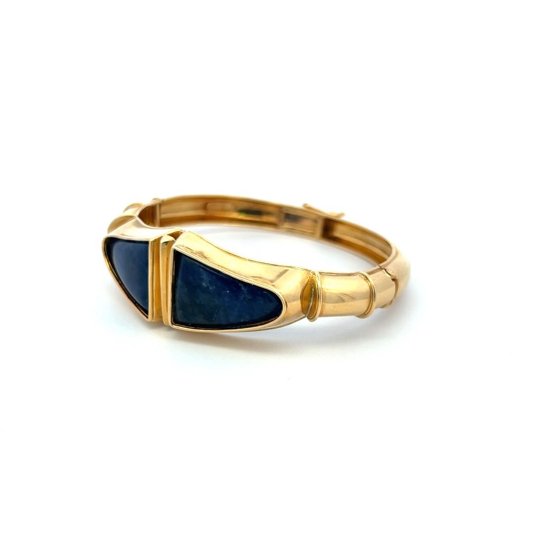 Lalaoonis 22.2-15,60MM Bracelet jonc en or jaune 18 carats et lapis-lazuli en vente 2