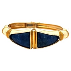 Lalaoonis 22.2-15.60MM Lapis Lazuli 18 Karat Yellow Gold Bangle Bracelet