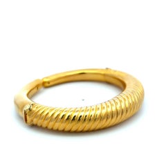 Lalaoonis 22K Yellow Gold Ribbed Torque Cuff Bracelet 6.75x0.37x0.40IN