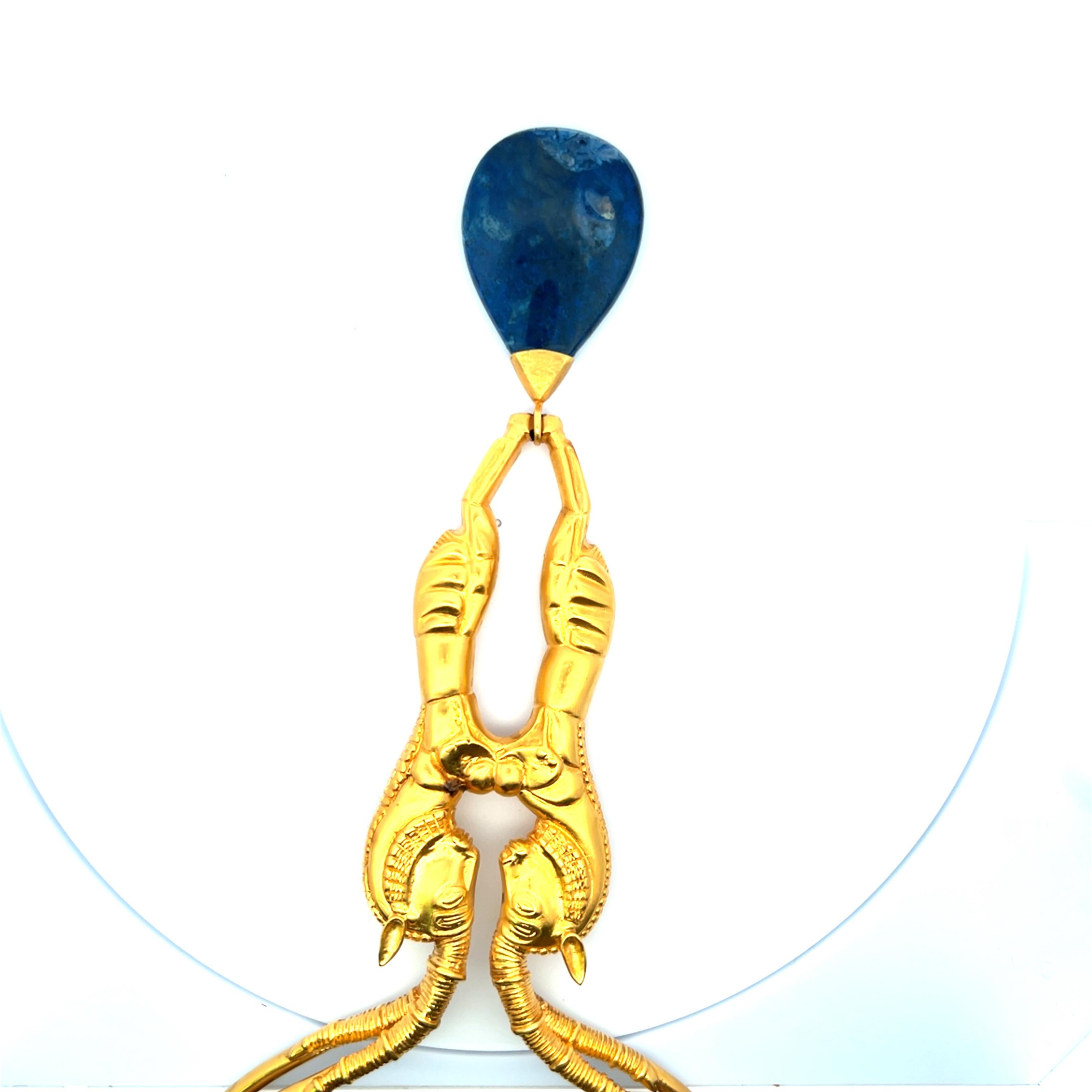 Collana Lalaoonis a testa di ariete vintage da 177,80 grammi in oro giallo 24 carati in vendita 1