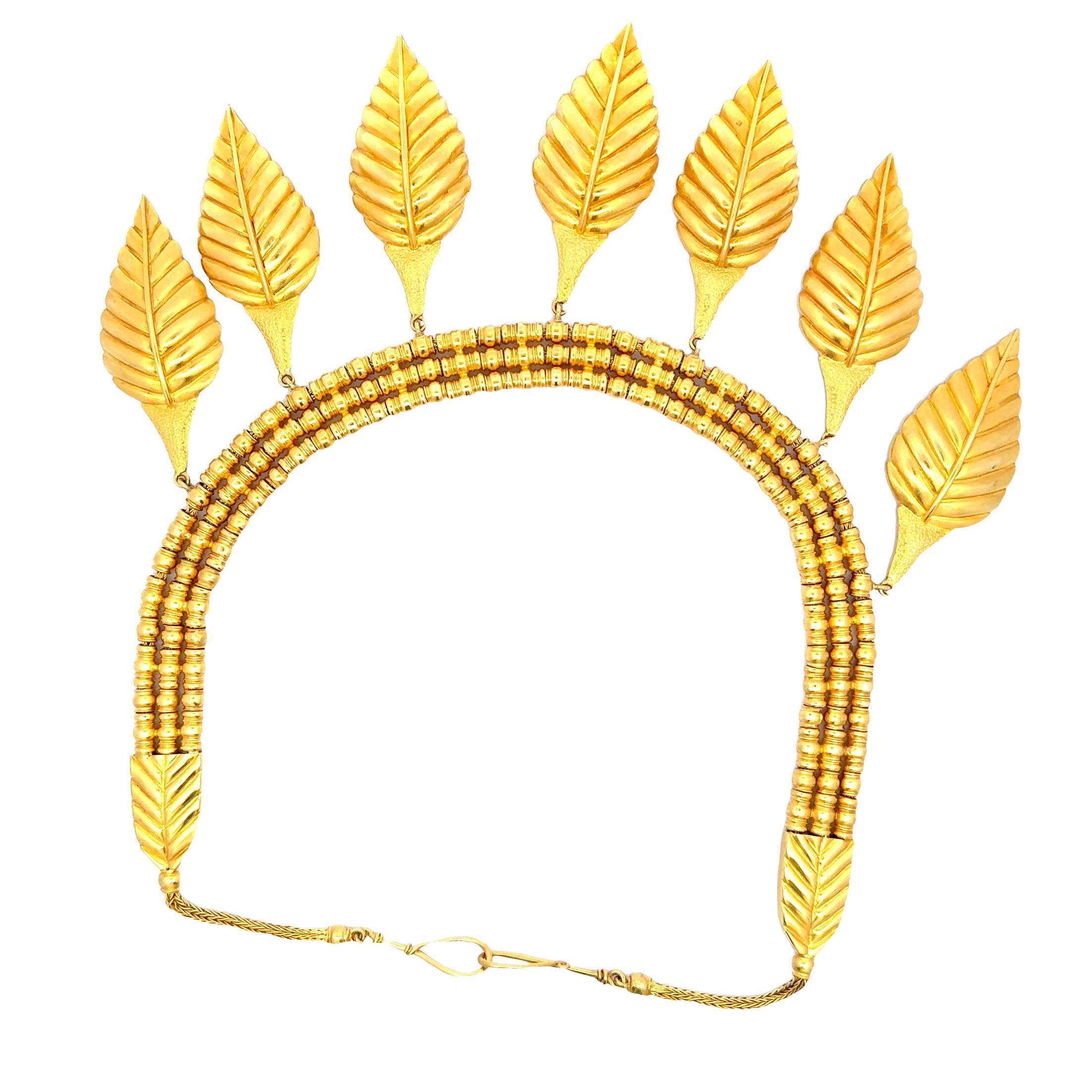 Women's Lalaoonis VinLalaoonis Vintage 156.30 Grams 24 Karat Yellow Gold Choker Necklace For Sale