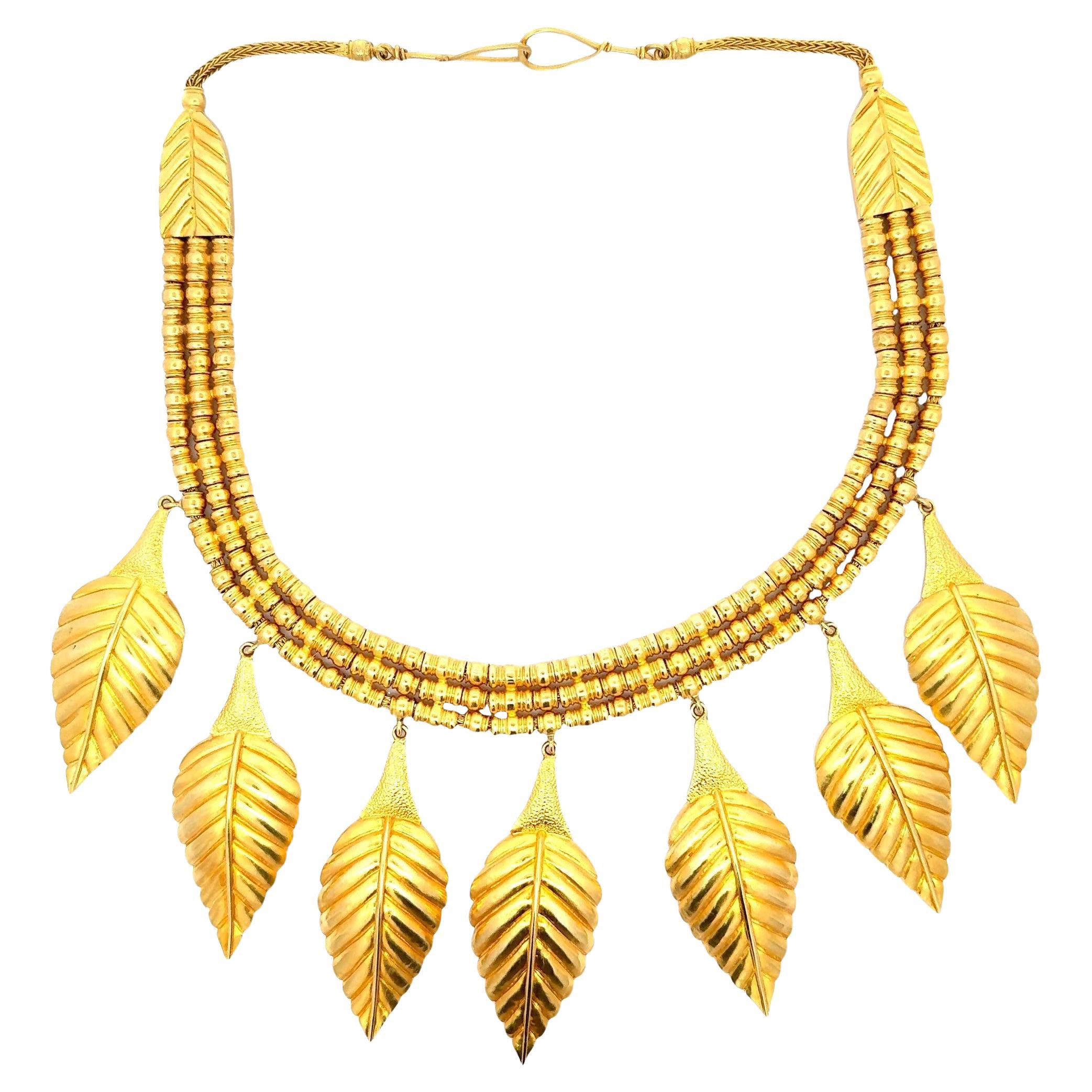 Lalaoonis Vintage 156.30 Grams 24 Karat Yellow Gold Choker Necklace