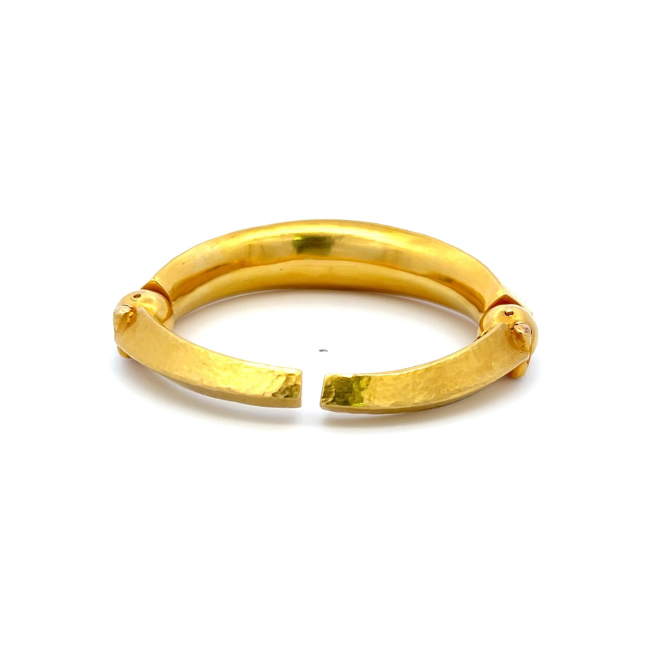 Lalaoonis Bracelet jonc vintage en or jaune 18 carats 40 grammes Bon état - En vente à New York, NY
