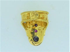 Lalaounis 18 Carat Yellow Gold and Multi-Gem Plaque Ring