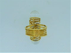 Lalaounis 18 Carat Yellow Gold and Rock Crystal Panel Ring