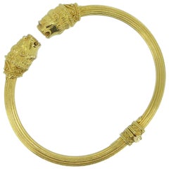 Lalaounis 18 Carat Yellow Gold Double-Headed Lion Bangle