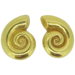Lalaounis 18 Carat Yellow Gold Swirl Ear Clips