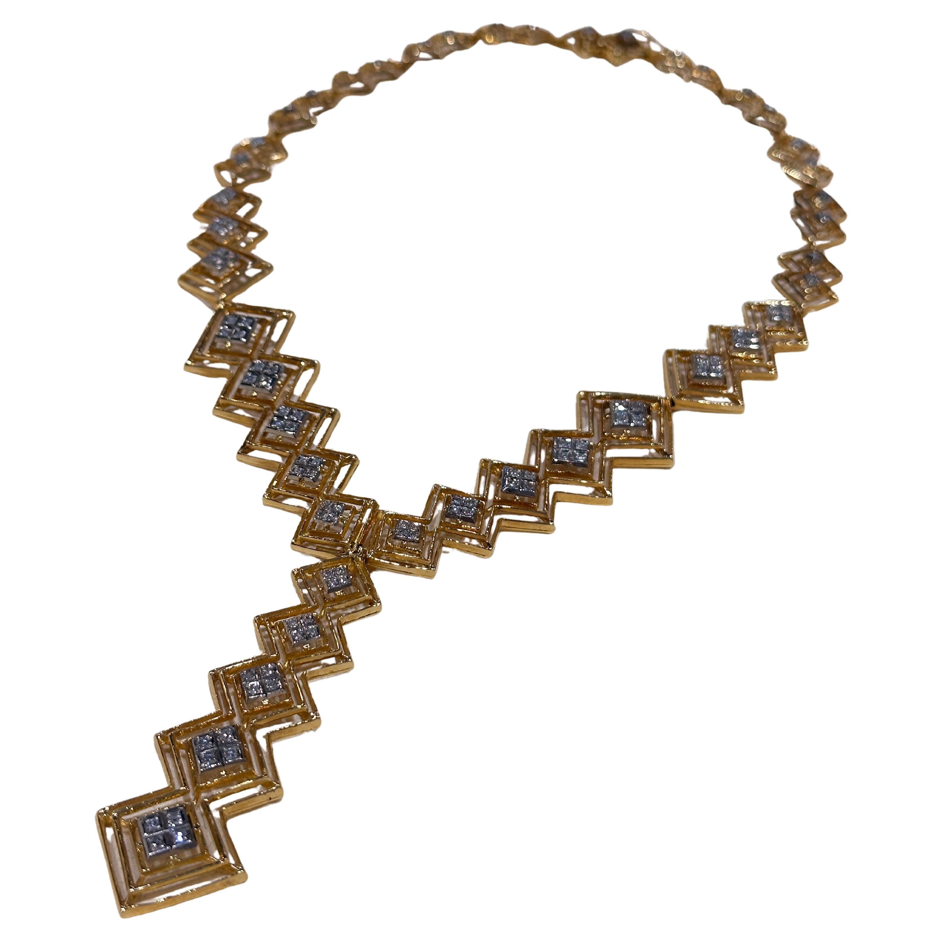 Lalaounis 18 Karat Gold and Diamond Necklace, circa 1970s–1980s For Sale