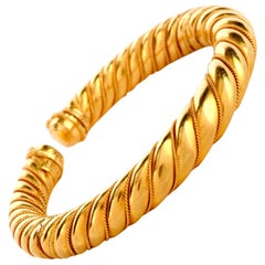 Lalaounis 18 Karat Yellow Gold Twisted Cuff Bangle Bracelet