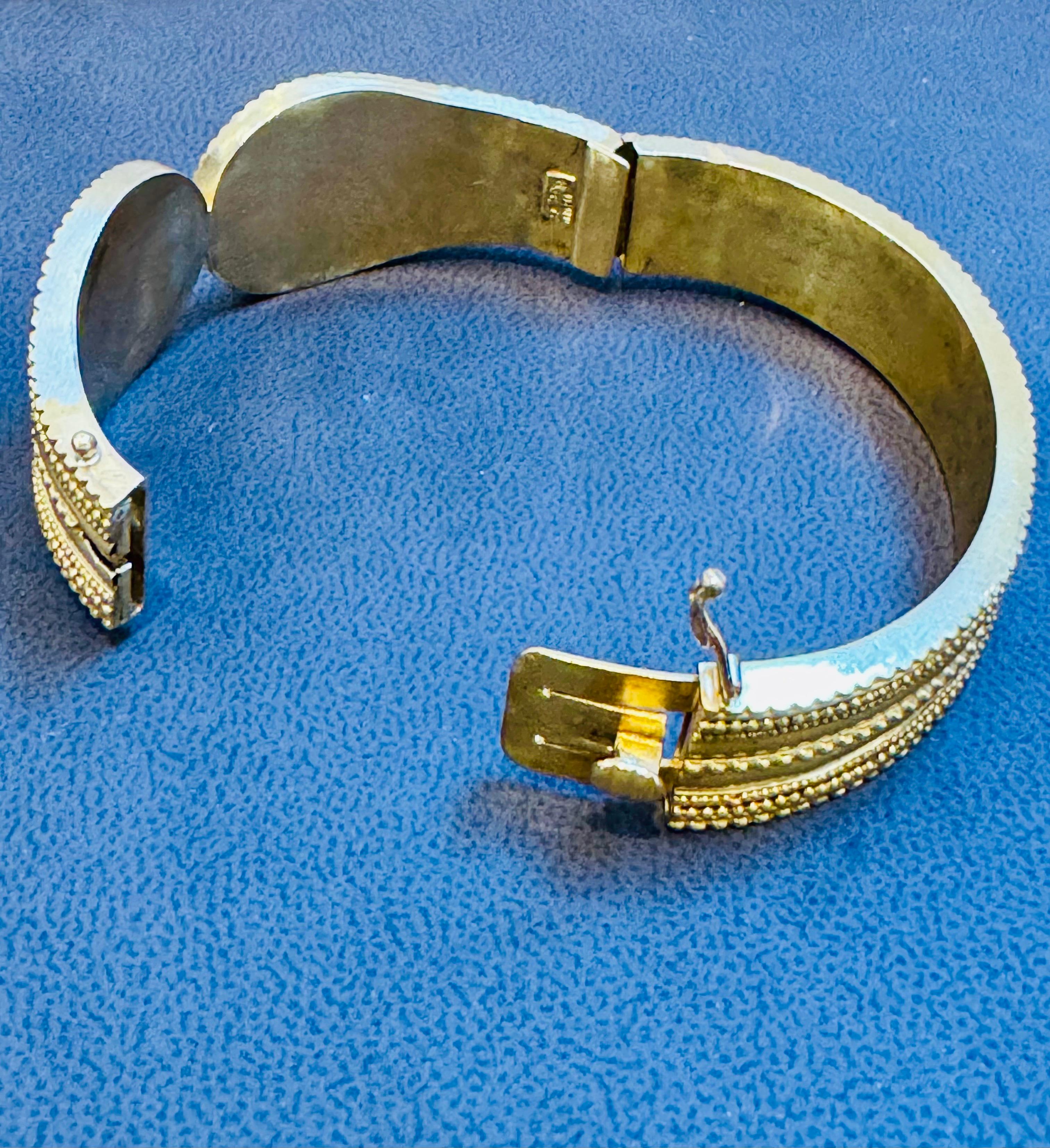 Round Cut Lalaounis 18 Kt Gold Cocktail Bangle Bracelet /Cuff Estate 59.2 Gm