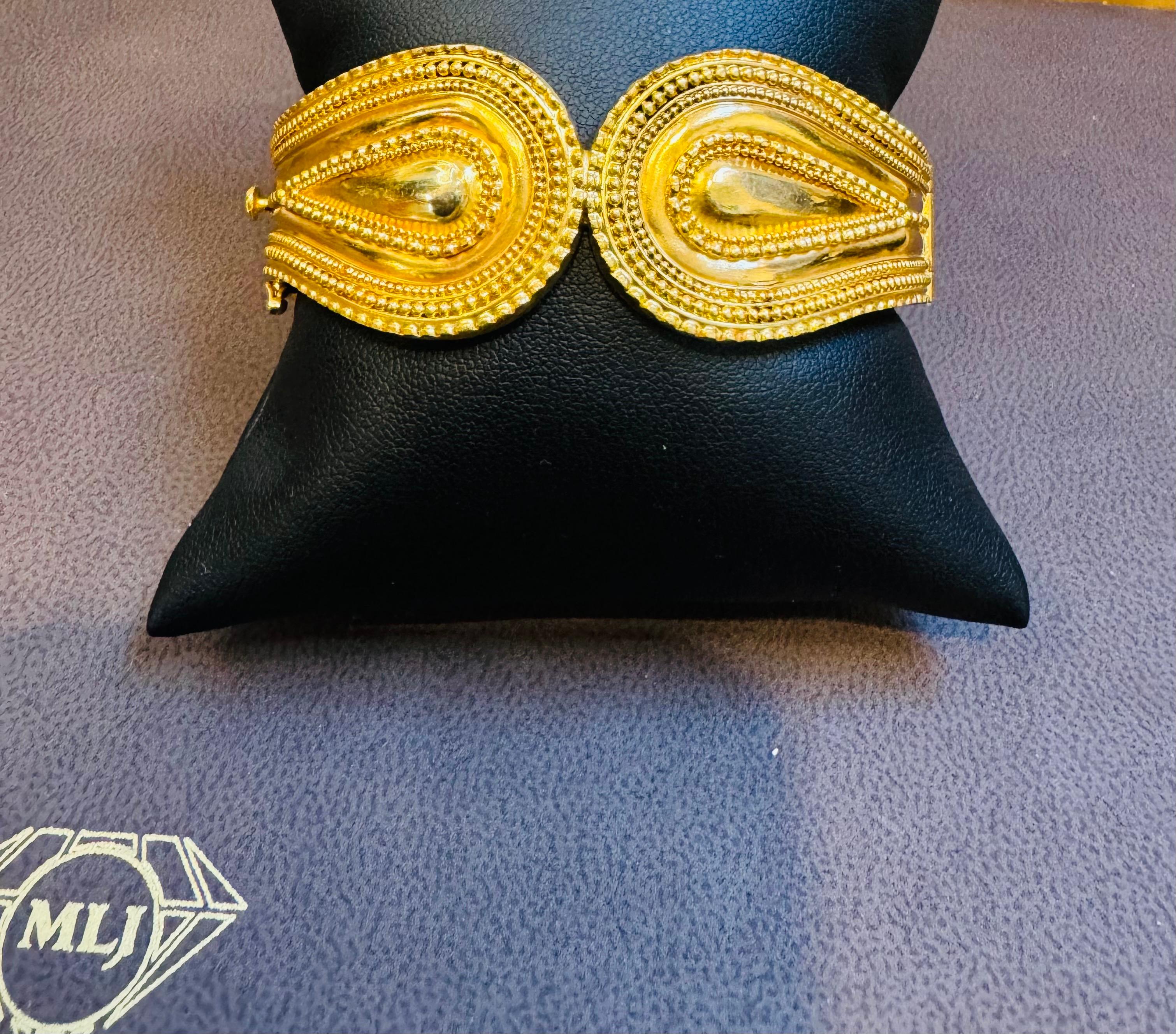 Lalaounis 18 Kt Gold Cocktail Bangle Bracelet /Cuff Estate 59.2 Gm 2