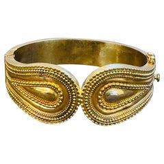 Lalaounis 18 Kt Gold Cocktail Bangle Bracelet /Cuff Estate 59.2 Gm