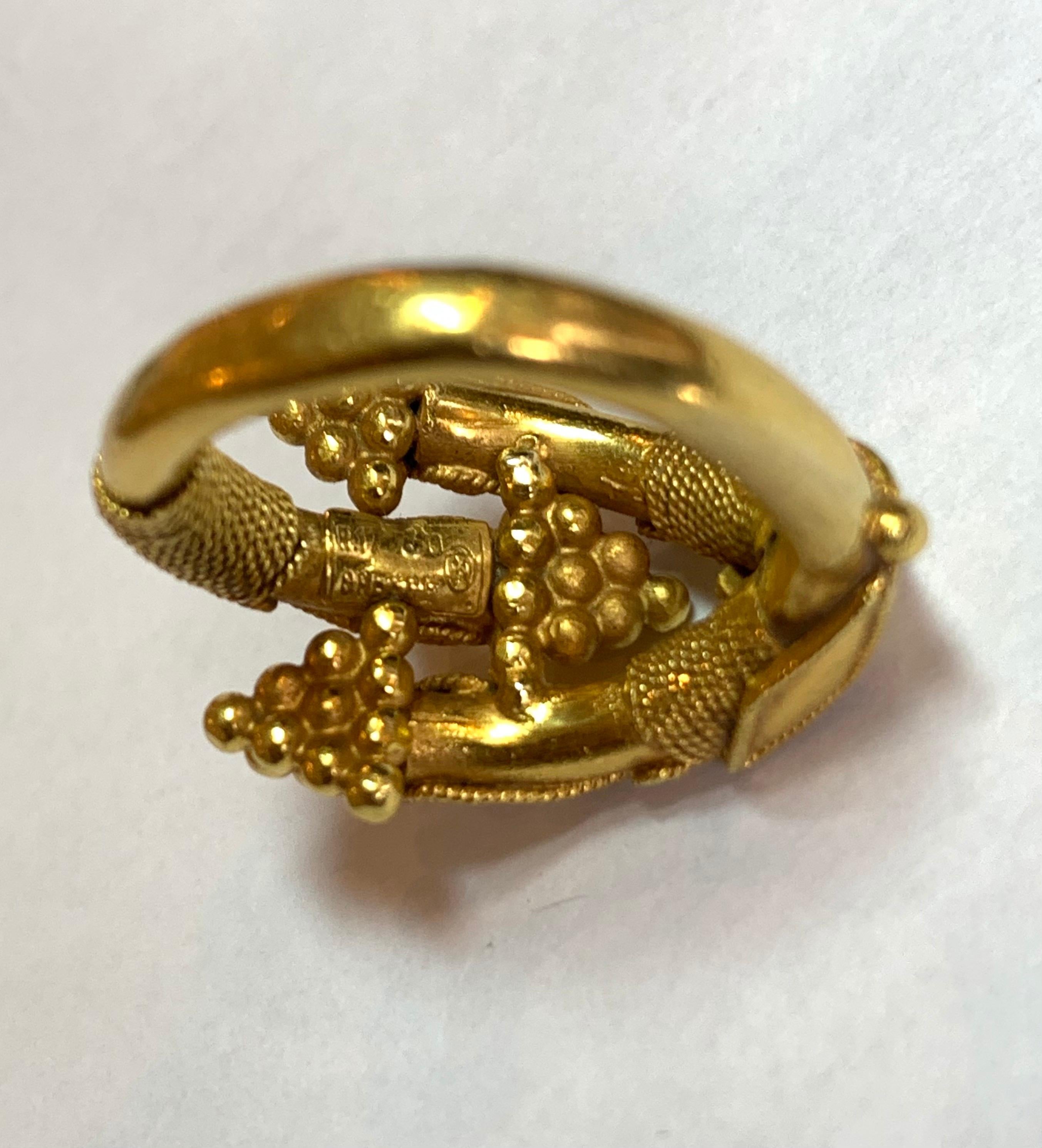 Retro Lalaounis, 18 Carat Gold Etruscan Revival Ring, circa 1970s For Sale